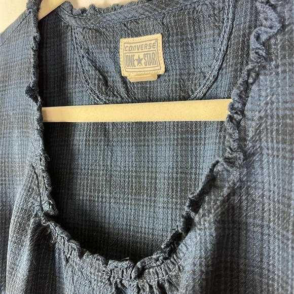 Converse One Star cap sleeve dress Sz XS plaid pattern - Picture 6 of 13